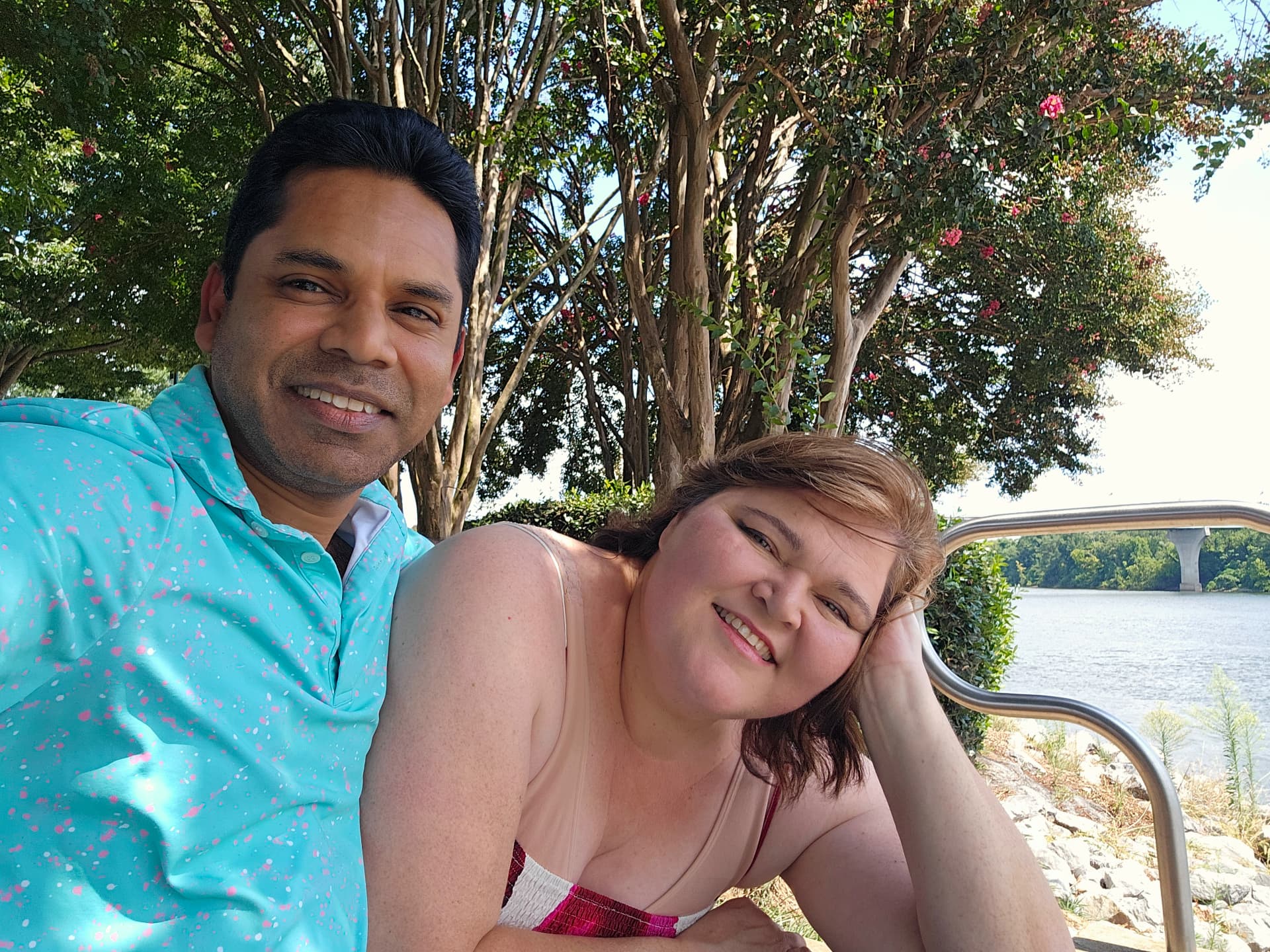 TJ and Myra cheek to cheek by the Tennessee River
